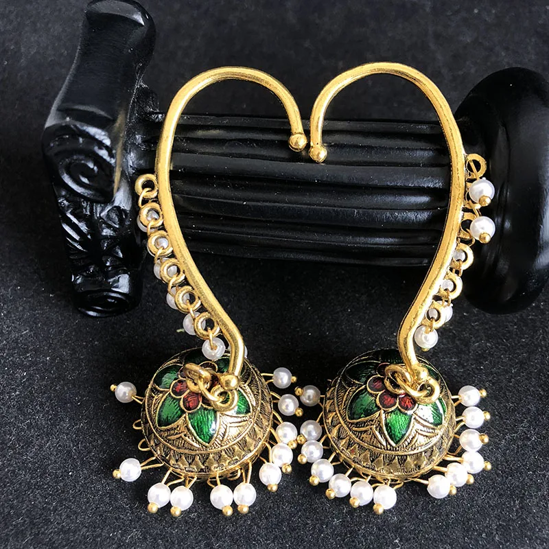 Круглые богемные индийские ювелирные изделия Jhumkas, винтажные этнические пакистанские ювелирные изделия yunique, женские серьги с ручной резкой Bang ladeshi