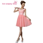 Новое поступление 2020, шифоновое платье до колен с V-образным вырезом и кружевными платьями для особых случаев H4237