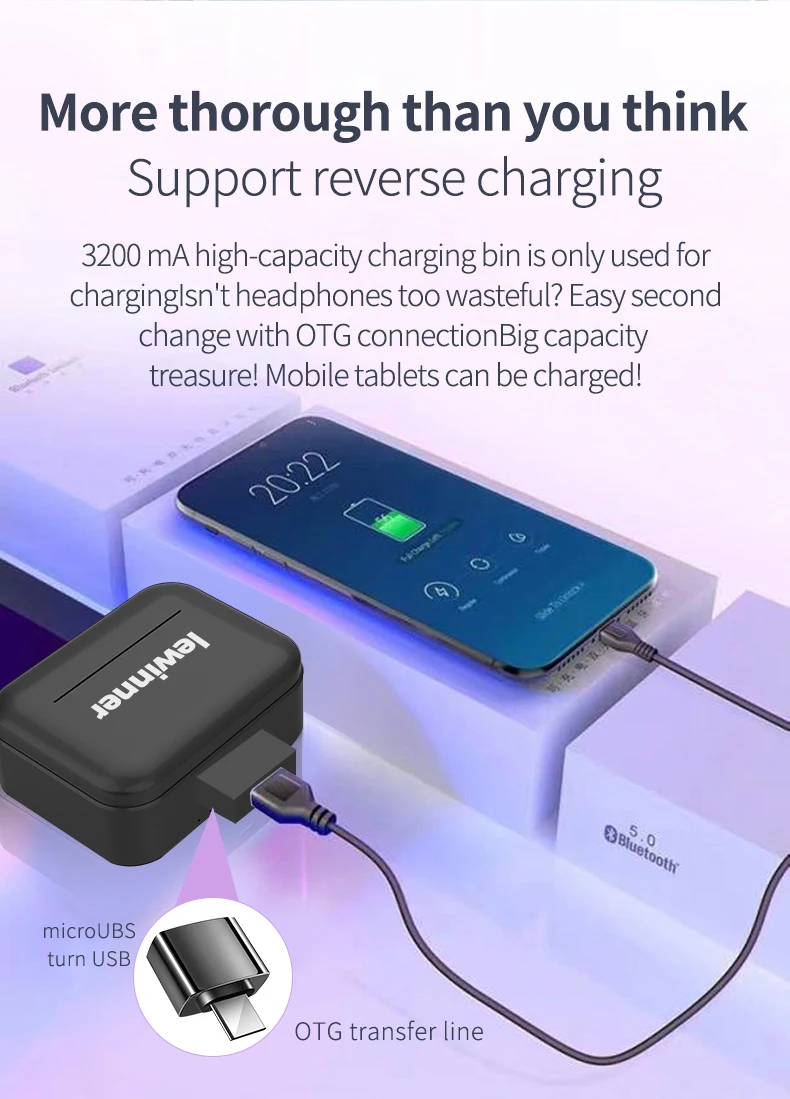 Lewinner V10 Беспроводной наушники-вкладыши TWS Bluetooth 5,0 наушники 3D стерео Hi-Fi спортивные наушники-капельки дляимузыка гарнитура Bluetooth с зарядным устройством