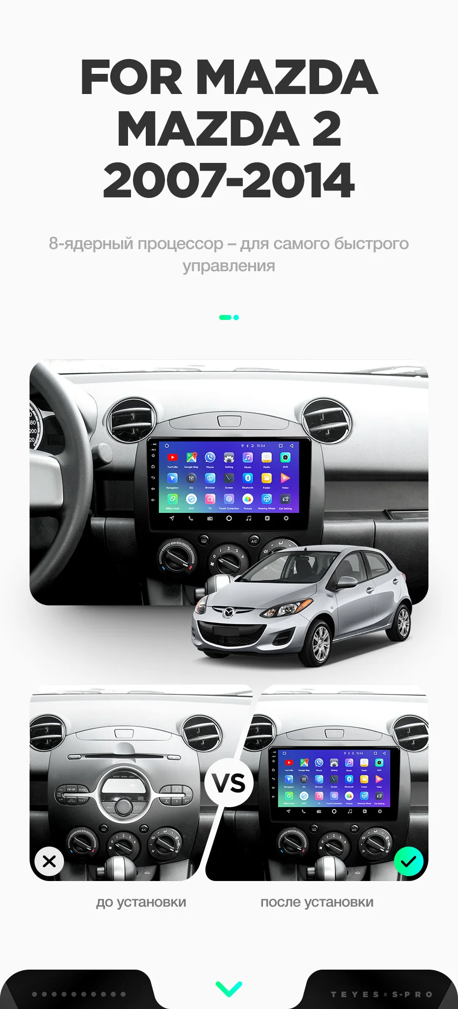 TEYES SPRO для Mazda 2 2007- Автомобильный Радио Мультимедиа Видео плеер навигация gps Android 8,1 аксессуары седан без dvd 2 din