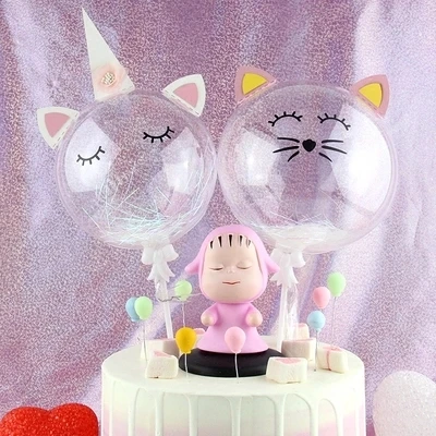 Кошка кекс Топпер Единорог торт Топпер С Днем Рождения украшения прозрачный шар Детские сувениры Единорог вечерние принадлежности