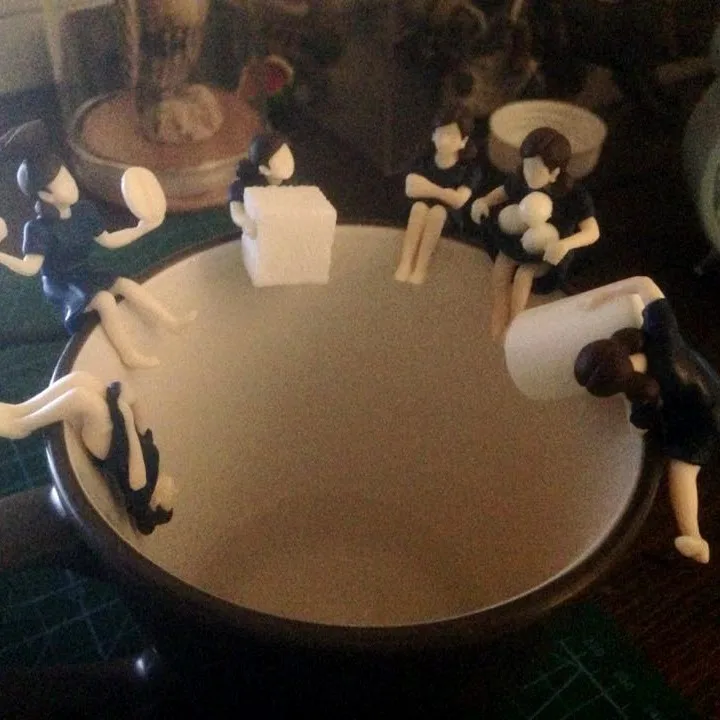 Фигурка из ПВХ, Мультяшные украшения для девочек, оригинальная чашка для девочек, кофейный набор yuanzi, фигурки из ПВХ, игрушки, модель 6 шт./компл. из принта