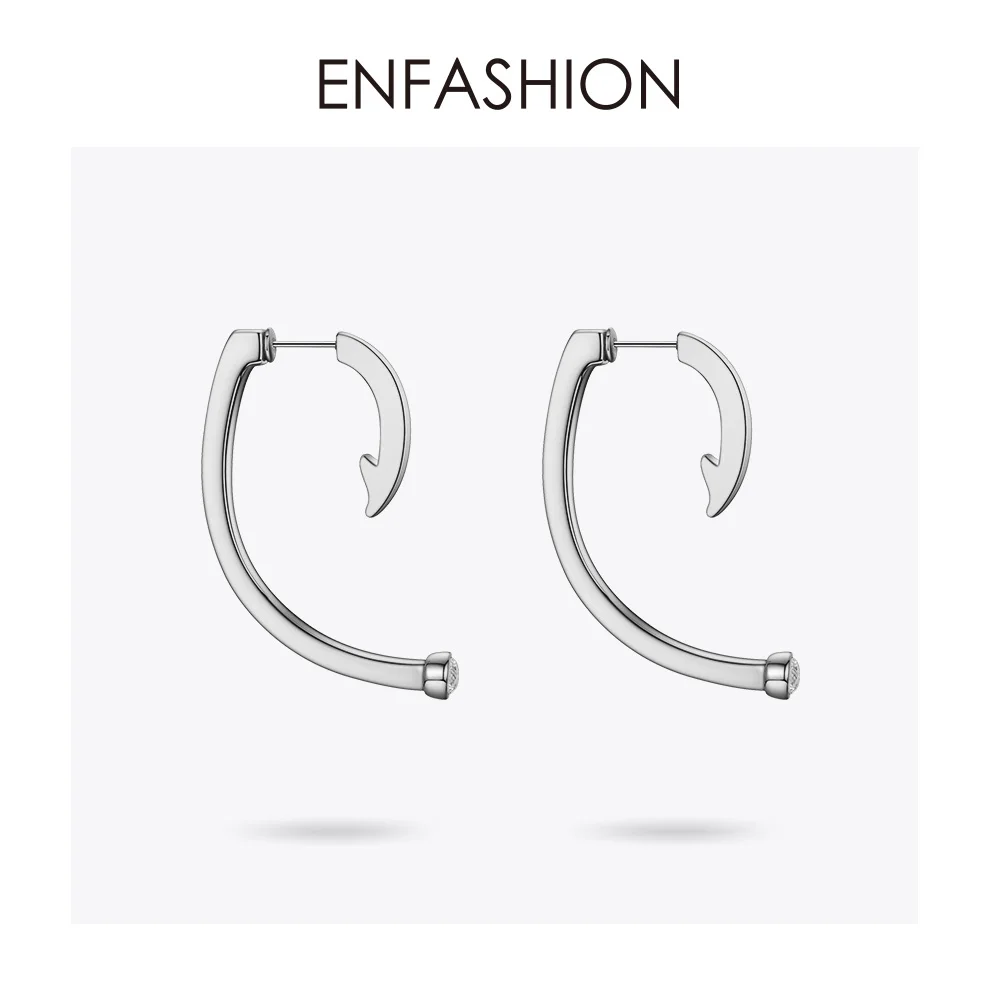 ENFASHION панковские геометрические кривые серьги-гвоздики для женщин, трехмерные Кристальные серьги, модные ювелирные изделия, серьги EC191036 - Окраска металла: Silver color