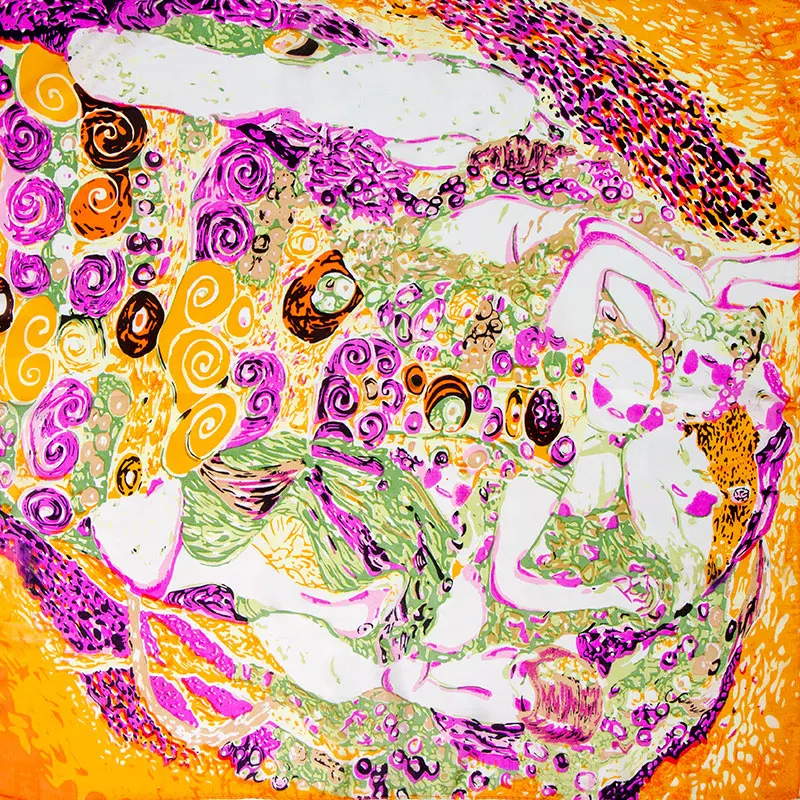 Шарф из натурального шелка Женская бандана женский шарф для волос шелковый на