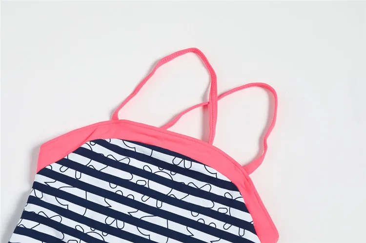 Цельный купальник для девочек Новинка 2019 года детский в черную полоску с принтом