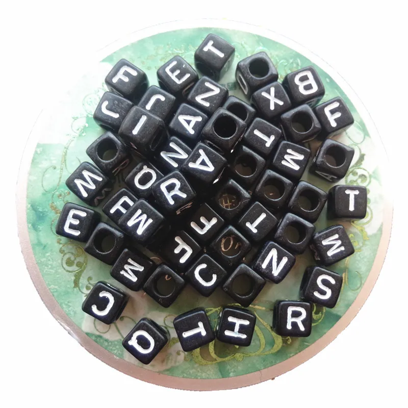 

Free Shipping 6*6MM 2600PCS/lot Cube Alphabet Acrylic Beads Big Hole Square Assorted A-Z Initial Plastic Letter Beads for DIY
