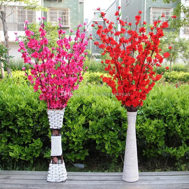 

126CM/50inch Length Artificial Fabric Cherry Blossom Silk Flowers Wedding Bouquet Flowers Party Home Decorations 5 Color