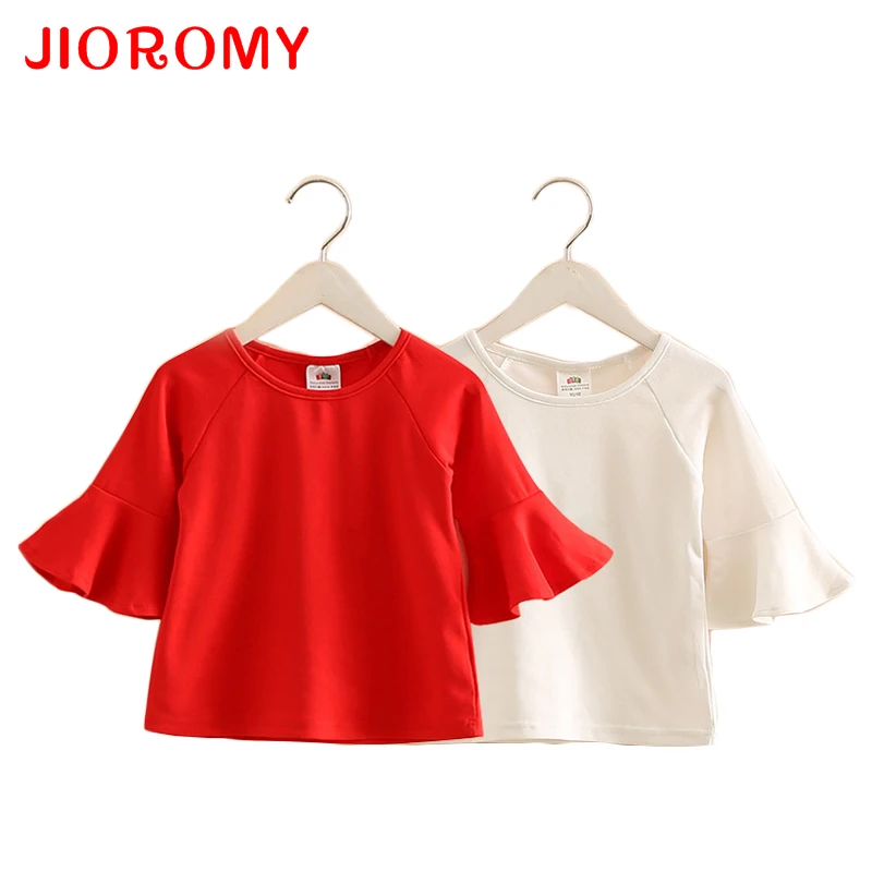 Футболка JIOROMY для маленьких девочек новинка 2019 хлопковый топ с круглым вырезом и