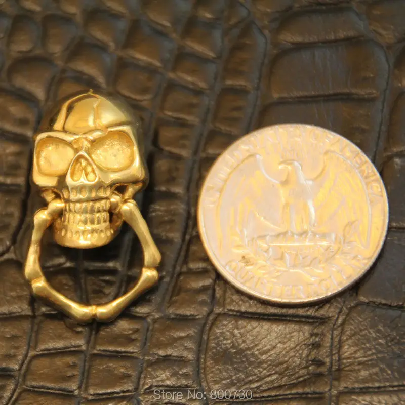 (C06) 3 шт. твердая латунь Concho Slide Skull O Ring Соединительная цепочка для кошелька деталь