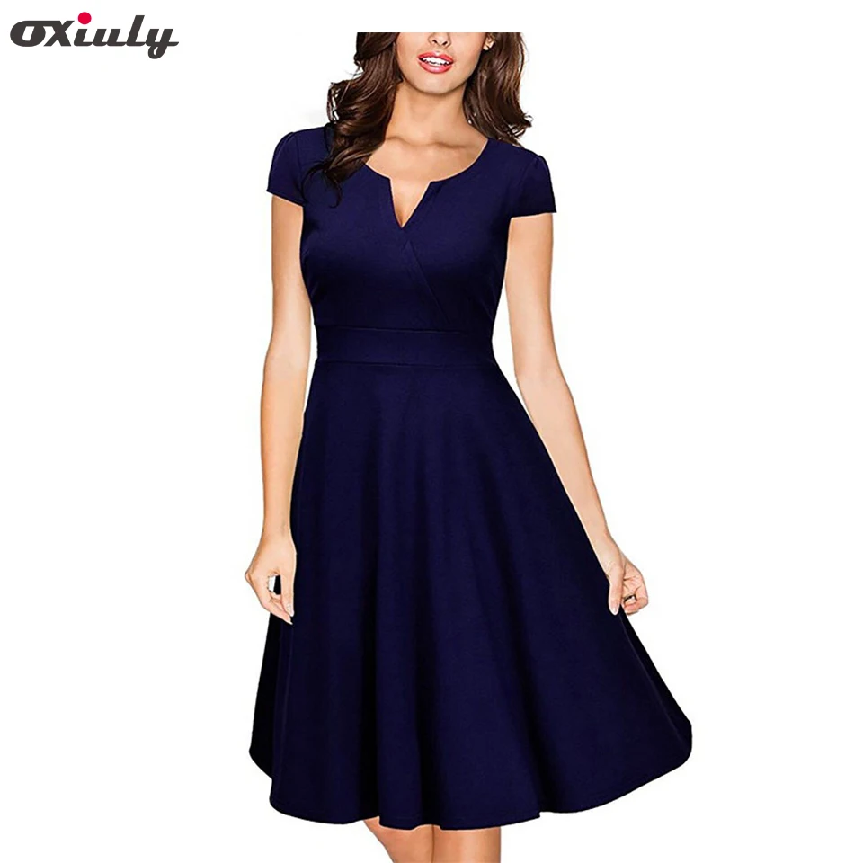 Oxiuly размера плюс 3XL Одри Хепберн 50 х годов Vestidos женское платье официальное с V