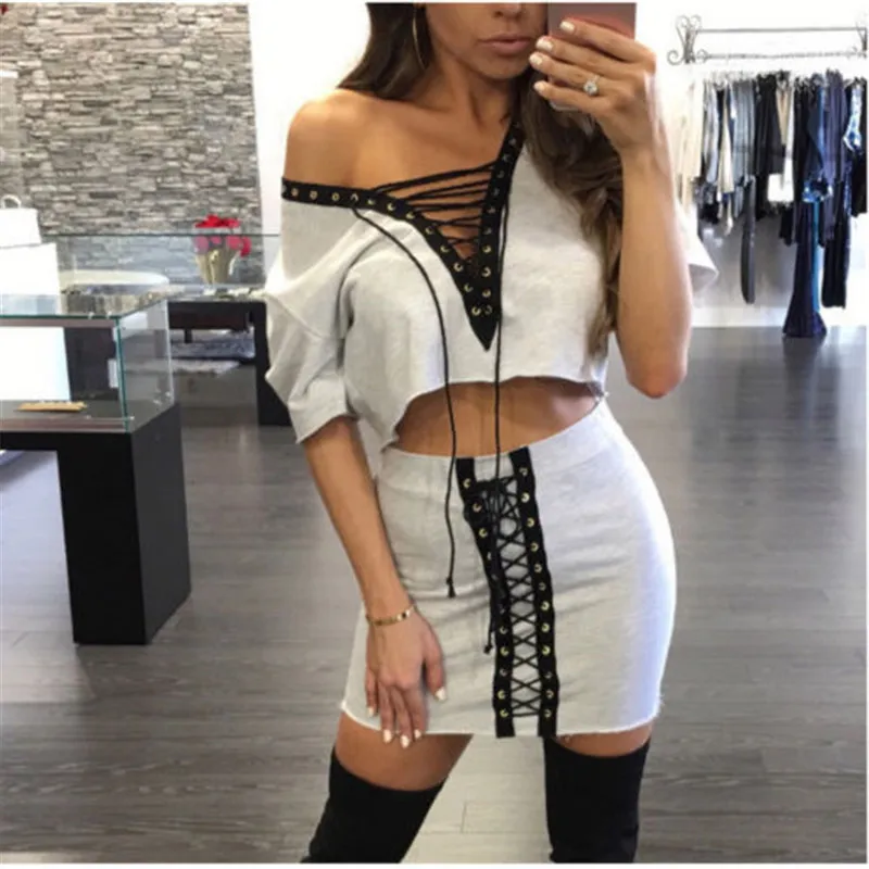 Сексуальный модный спортивный костюм женский комплект летний бандаж для клуба