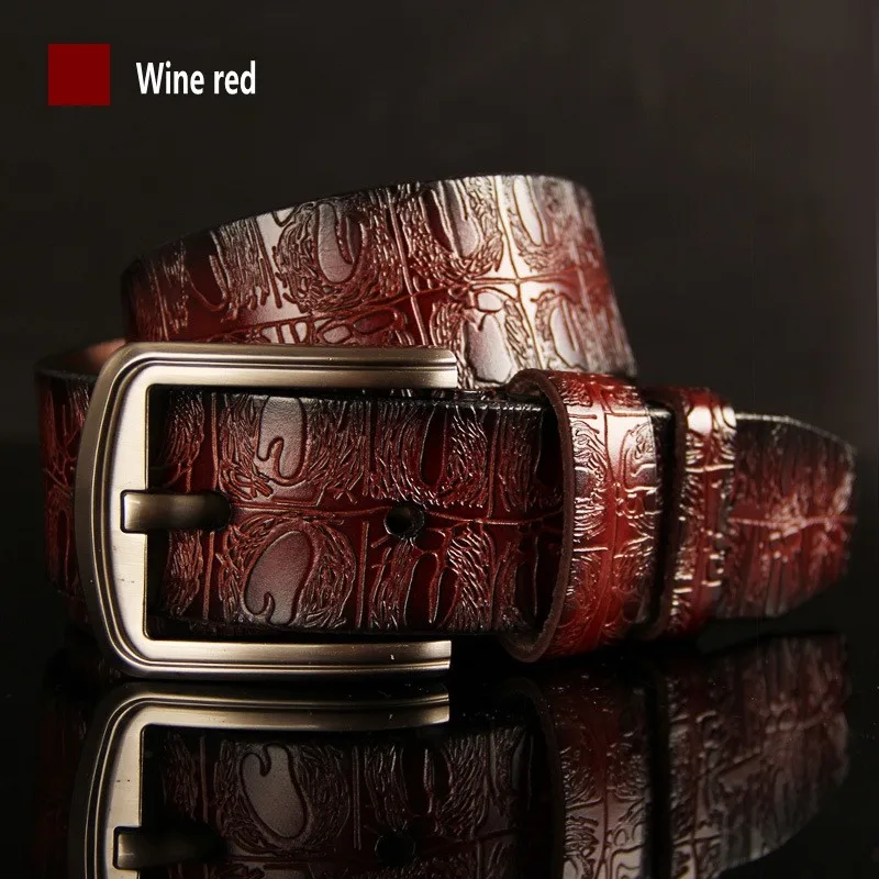 Wine red Мужские ремни из натуральной крокодиловой кожи, роскошный брендовый ремень, Женская Пряжка, Необычные винтажные высококачественные женские джинсы, богемный ремень - Цвет: Wine red