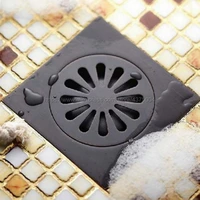 high quality 10cm10cm black oil rubbed brass art carved floor drain cover shower waste drainer bathroom accessories nhr009