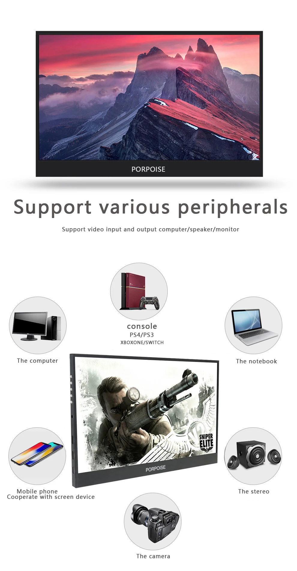 12,5 дюймов 4 k Портативные Мониторы HDMI/PS3, xbox/PS4 экран компьютера