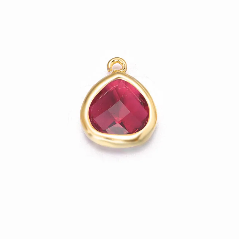 10x13MM Red 4 шт. 8x11 мм 10x13 мм 24k золото шампанского цвета латунь с красочным стеклом треугольные Подвески Ювелирные изделия Аксессуары - Окраска металла: 10x13MM Red