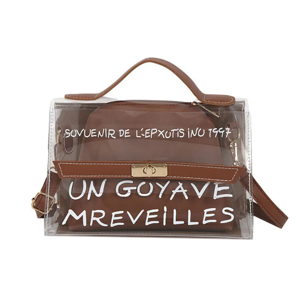 2019 новый для женщин Мода сумки-мессенджеры на застежках прозрачный внутренний