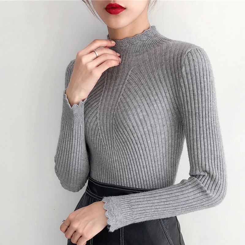 Jersey Mujer Invierno Thick Women Sweater and Pullovers Turtleneck Long Sleeve Hollow Out Solid Sueter Pull Femme | Женская одежда