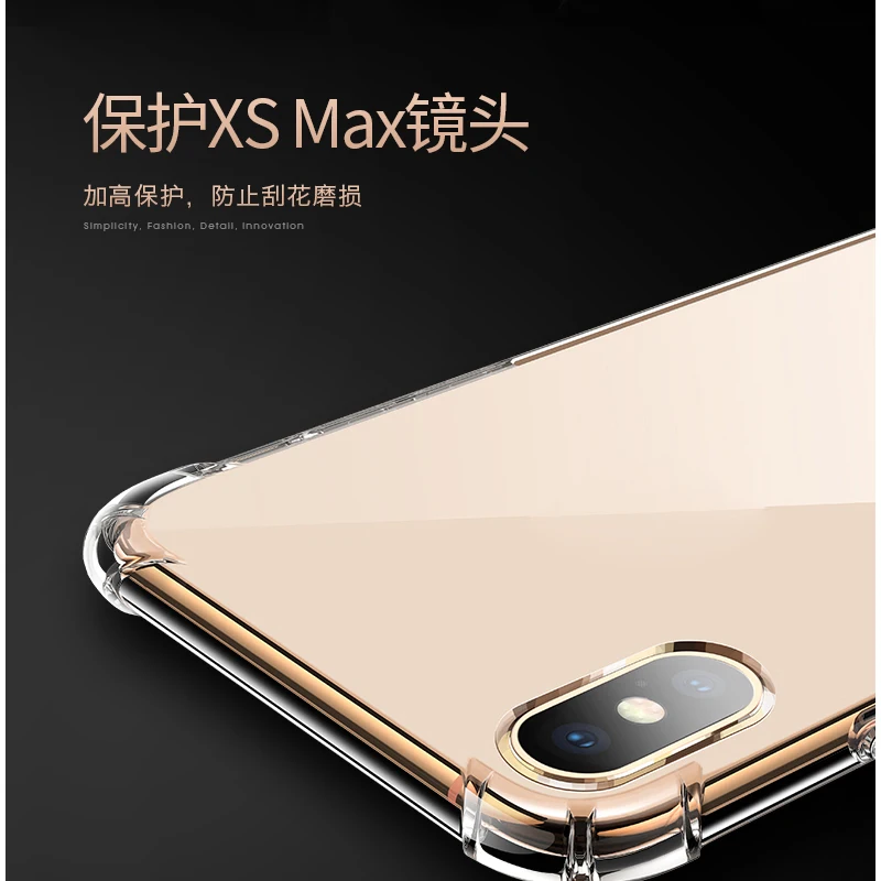 Мягкий противоударный прозрачный силиконовый чехол для iphone XS Max с подушкой