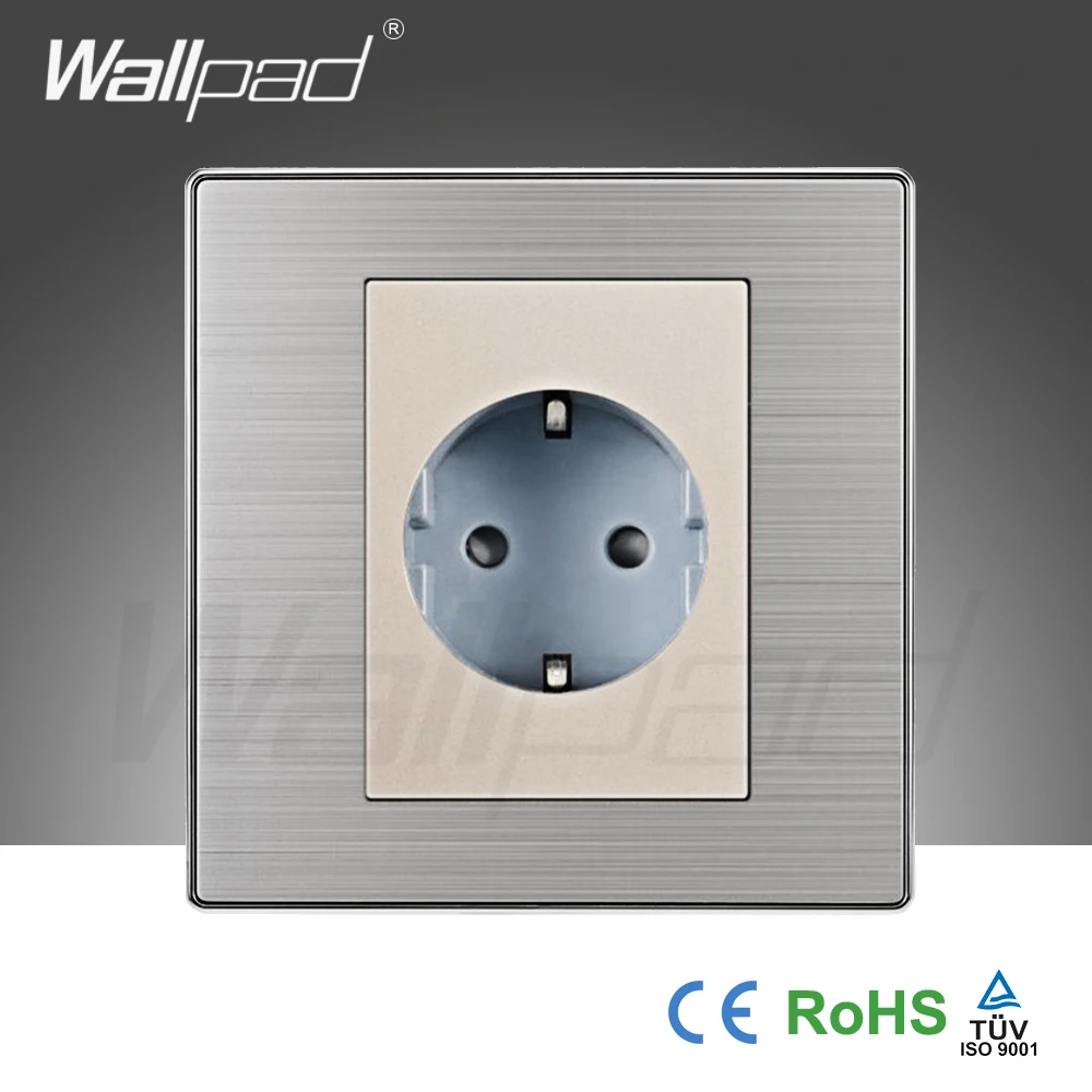Лидер Продаж 2 Штыревая Розетка Schuko Wallpad Люксовая Настенная Электрическая Силовая Розетка ЕС Немецкий Стандарт 16 А Переменный Ток 110~250 В - Цвет: Champagne