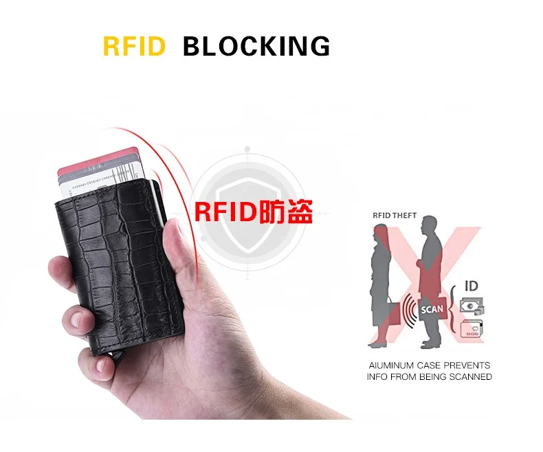 Мужской кошелек Casekey из натуральной кожи крокодила с блокировкой Rfid мужской карт