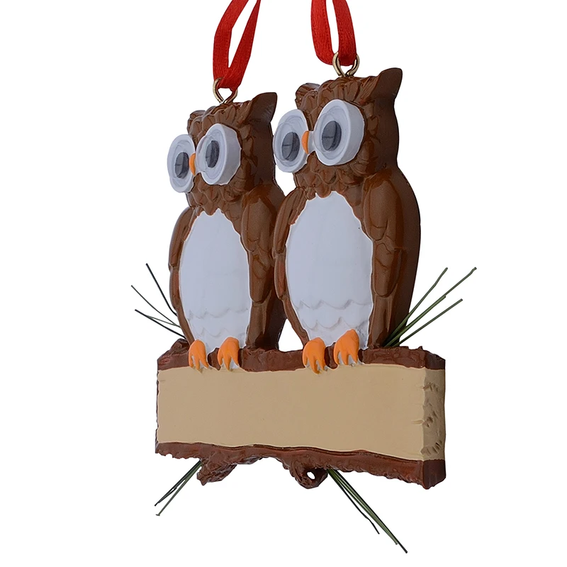 Maxora коричневый желтый Сова Семья из 2 Смолы Глянцевая Персонализированная