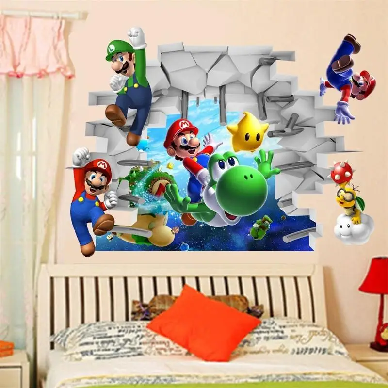 

classical game super mario come wall stickers for kids room home decorations 1440. cartoon decals children gift 3d mural art 3.0