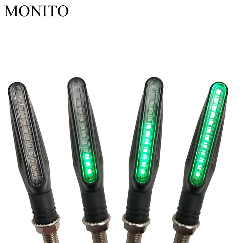2 Pair Green Сигналы поворота для мотоцикла светодиодный свет "бегущая вода" Мерцание мигалки лампы для YAMAHA mxt850 niken gt XT1200Z yzf r1 r3 r25 r6 r125 - Цвет: 2 Pair Green