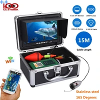 15m cable wifi wireless fish finder with 720p 1000tvl underwater fishing video camera 7 inch color monitor free mob app viewing