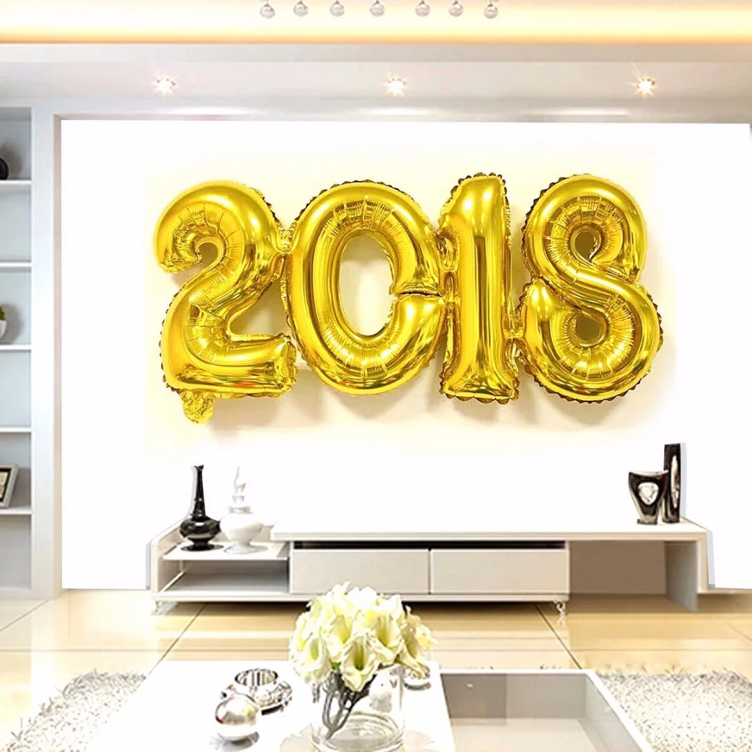 Новый 2018 Фольга праздничные воздушные шары с год вечерние украшения комнаты
