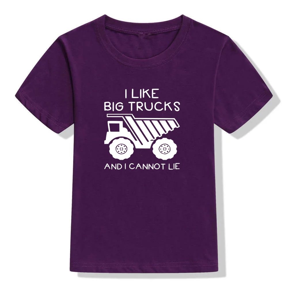 Детская футболка с надписью «I Like Big Trucks and I Not Lie» детские топы с круглым вырезом, забавная Повседневная Блузка для малышей, футболка милые рубашки для маленьких мальчиков
