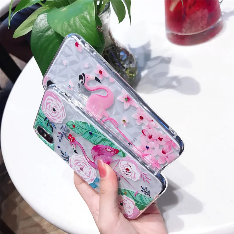 Модный рельефный чехол Kerzzil с рисунком фламинго для iphone X 6 7 8 Plus 6S прозрачные чехлы