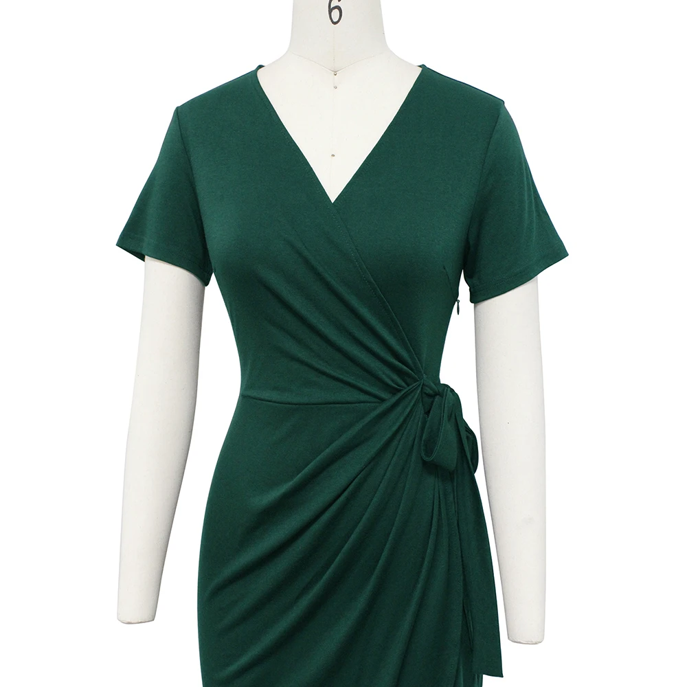 Berydress, элегантное классическое платье, женские платья, коктейльные, вечерние, миди, черное, летнее, облегающее, с рюшами, бордовое, с искусственным запахом, Vestidos