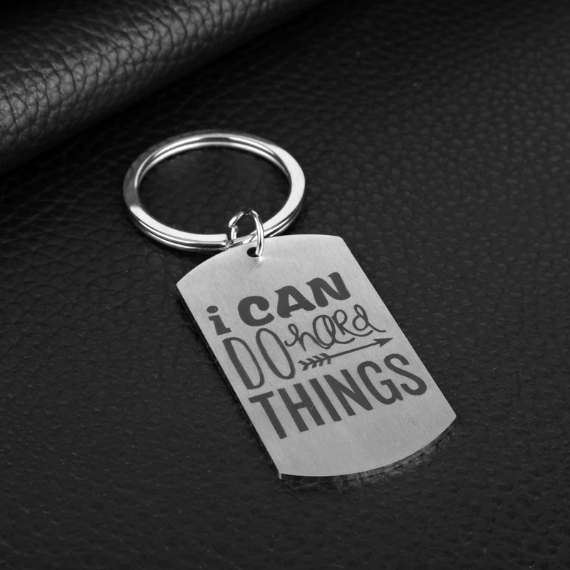 Dogtag I Can Do Hard Things Key Chain Stainless Steel Keychain Accessories Pendant Ring Charms Keychains for Friends | Украшения и