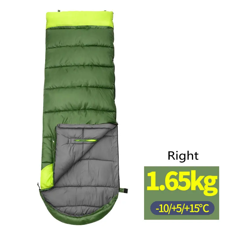 green right 1650g Открытый Отдых толстые полые хлопка конверт Тип Сращивание Спальные мешки 3 сезон теплый восхождение Пеший Туризм хлопок спальный мешок - Цвет: green right 1650g
