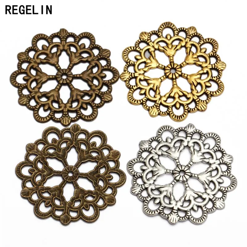 

REGELIN 20pcs/lot Antique Bronze 29mm Round Flower Motif charms Good Quality wholesale Diy Jewelry accessories findings