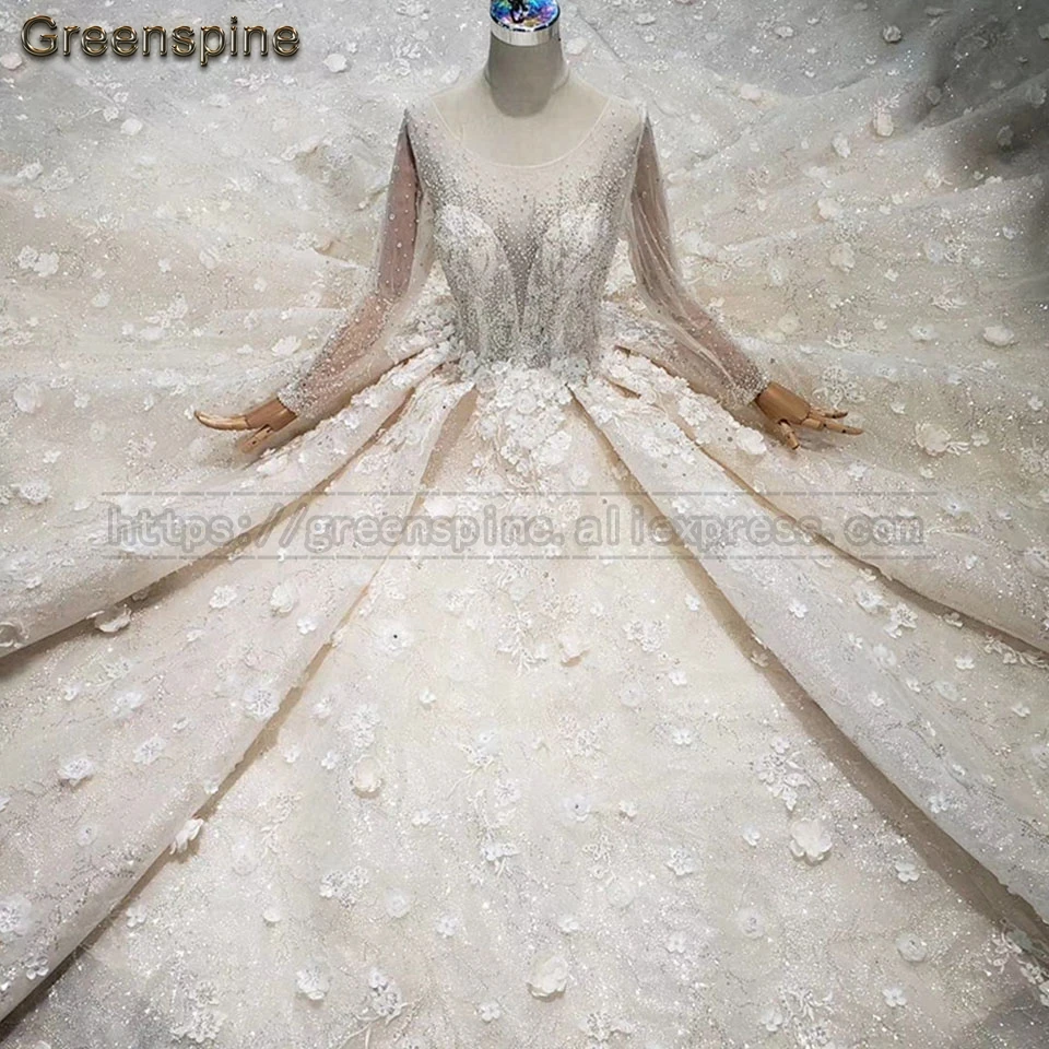 Роскошные свадебные платья Greenspine с 3D цветочной аппликацией Турция длинным
