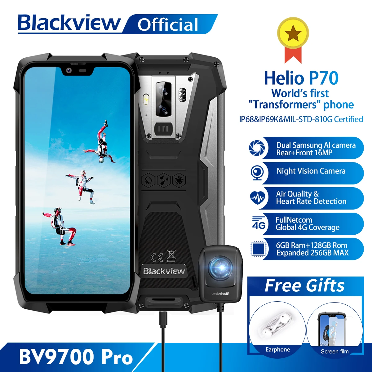 Blackview BV9700 Pro Helio P70 смартфон на Android 9 0 6 ГБ + 128 16 8 Мп камера ночного видения IP68
