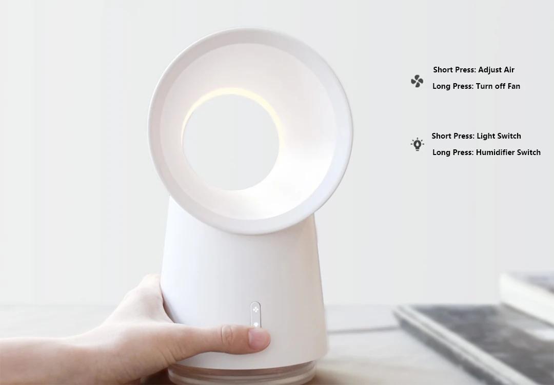 Xiaomi mijia HL Happy Life 3 в 1 Мини Вентилятор охлаждения Bladeless Настольный вентилятор увлажнитель воздуха с светодиодный светильник