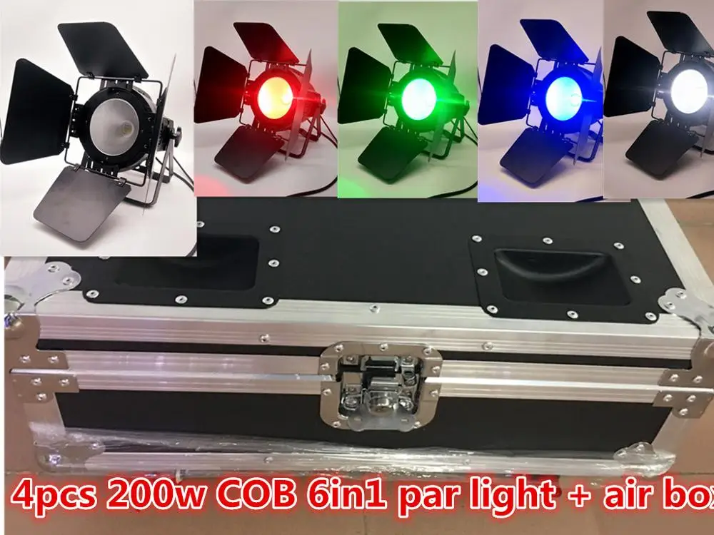 Кейс для полетов + 4 шт./200 Вт COB LED 6 в 1 par light DMX профессиональный сценический свет DJ