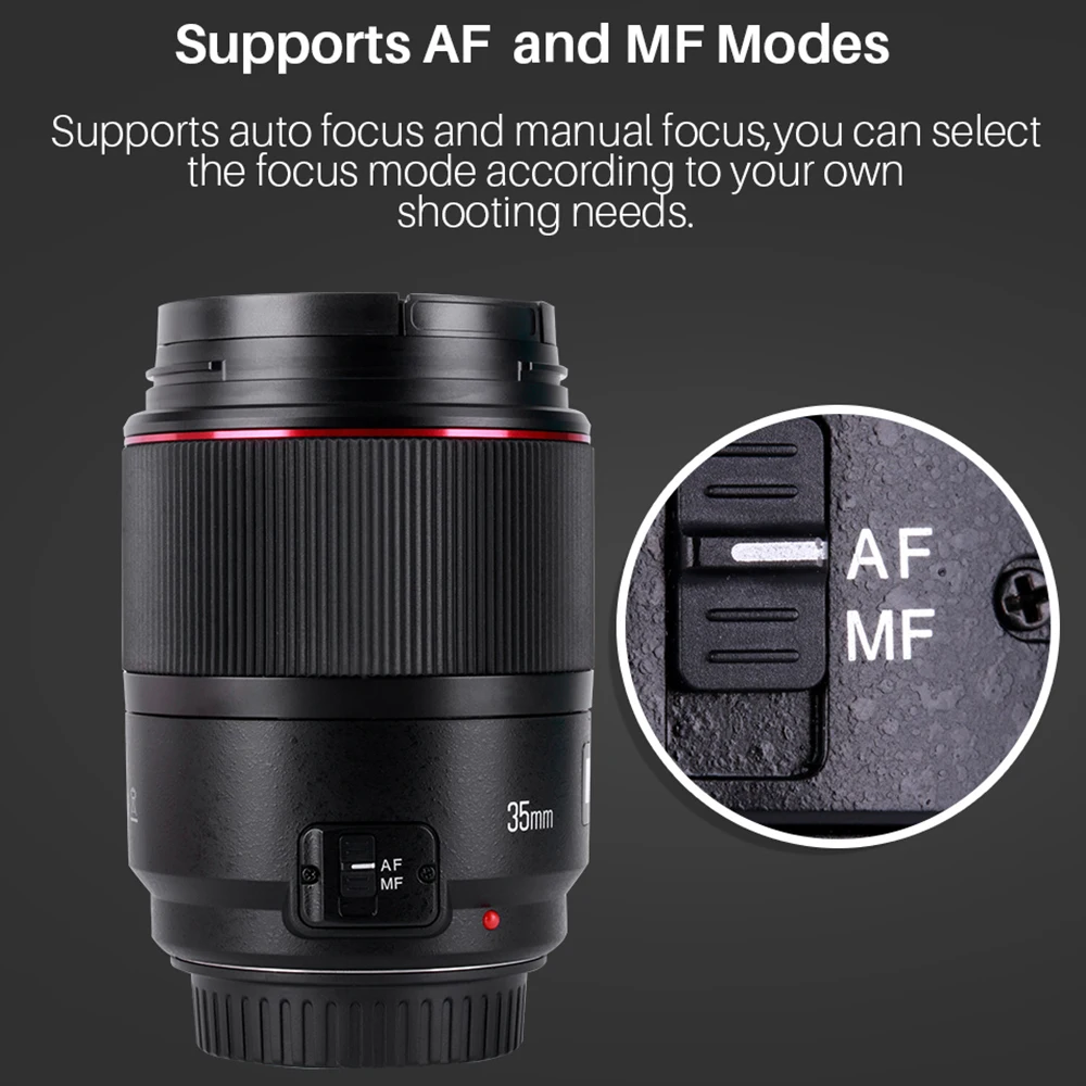 Объектив YONGNUO YN35MM F1.4 с широкоугольным объективом для камеры Canon яркой апертурой