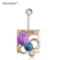 madrry belly button rings rhinestone square hollow piercing navel surgical steel body piercing jewelry for women girls gifts