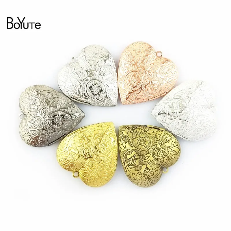 BoYuTe (4 шт./лот) 40*9 мм металлический медальон в форме сердца плавающий кулон с фото