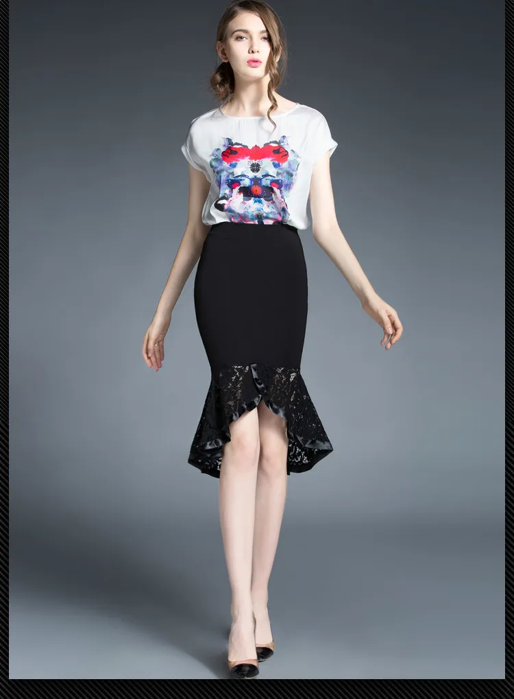 Faldas mujer moda 2018 новая кружевная юбка длинная в виде листка лотоса эластичная