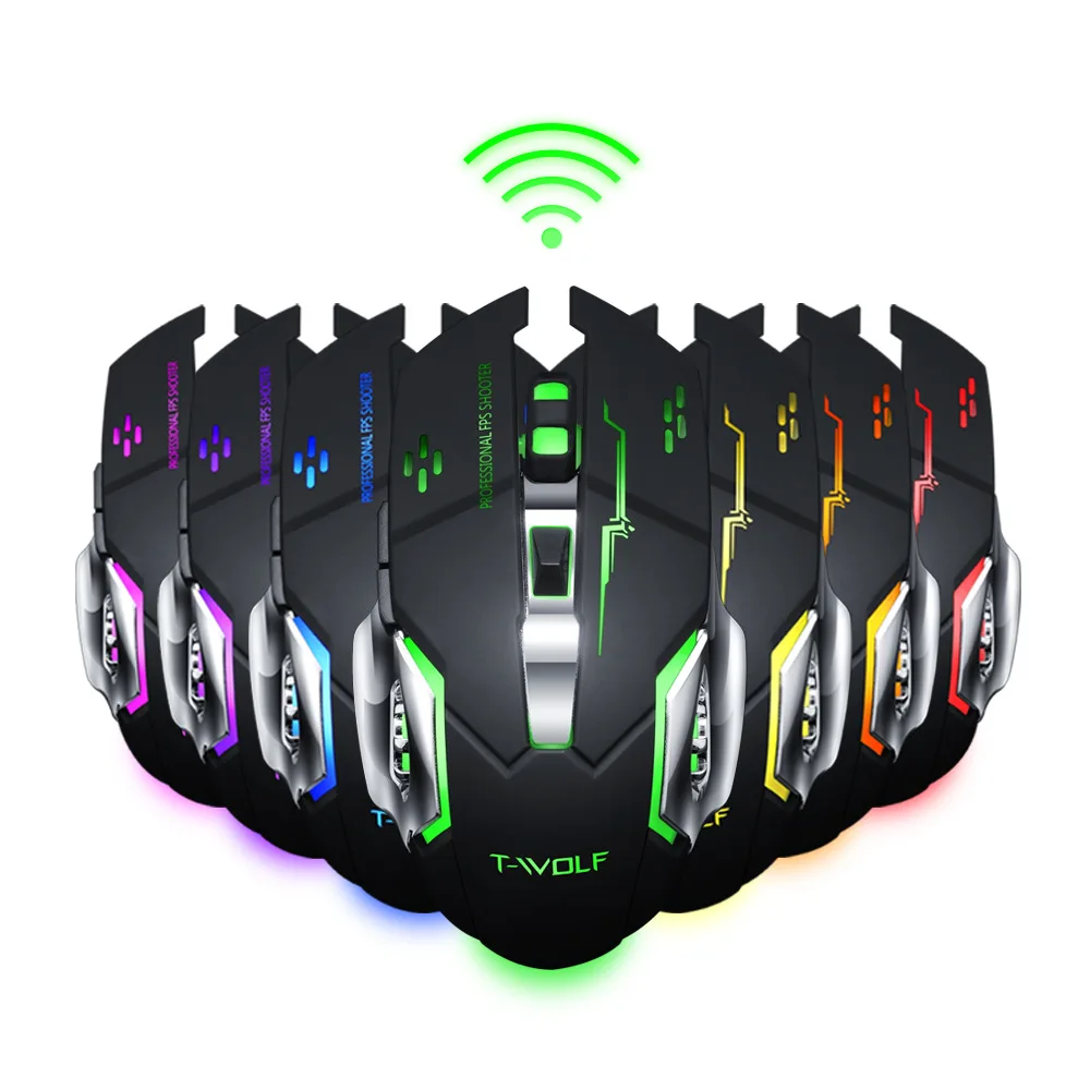 Gearwheel Беспроводная подзарядка подсветка светящаяся Игровая USB мышь 2 4 GHz 2400