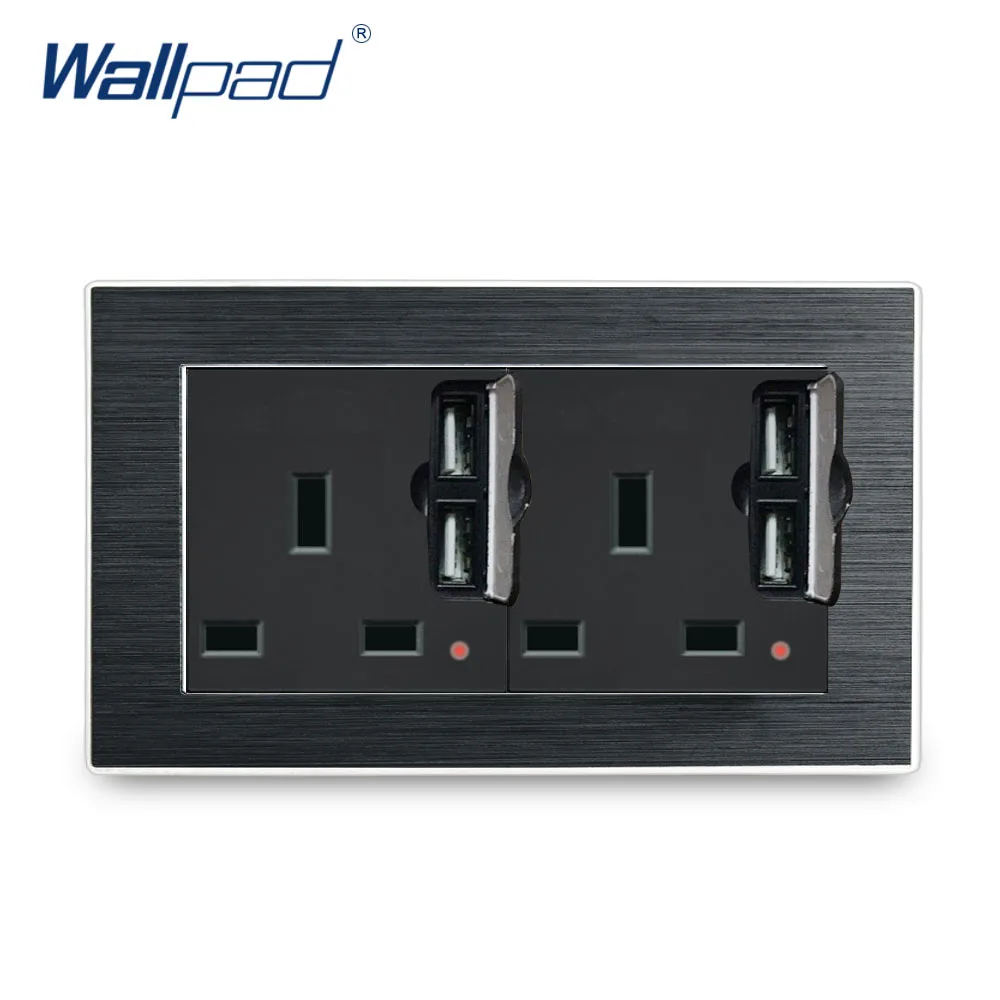Двойная розетка UK 13A с 2 USB зарядными устройствами Wallpad Роскошная настенная