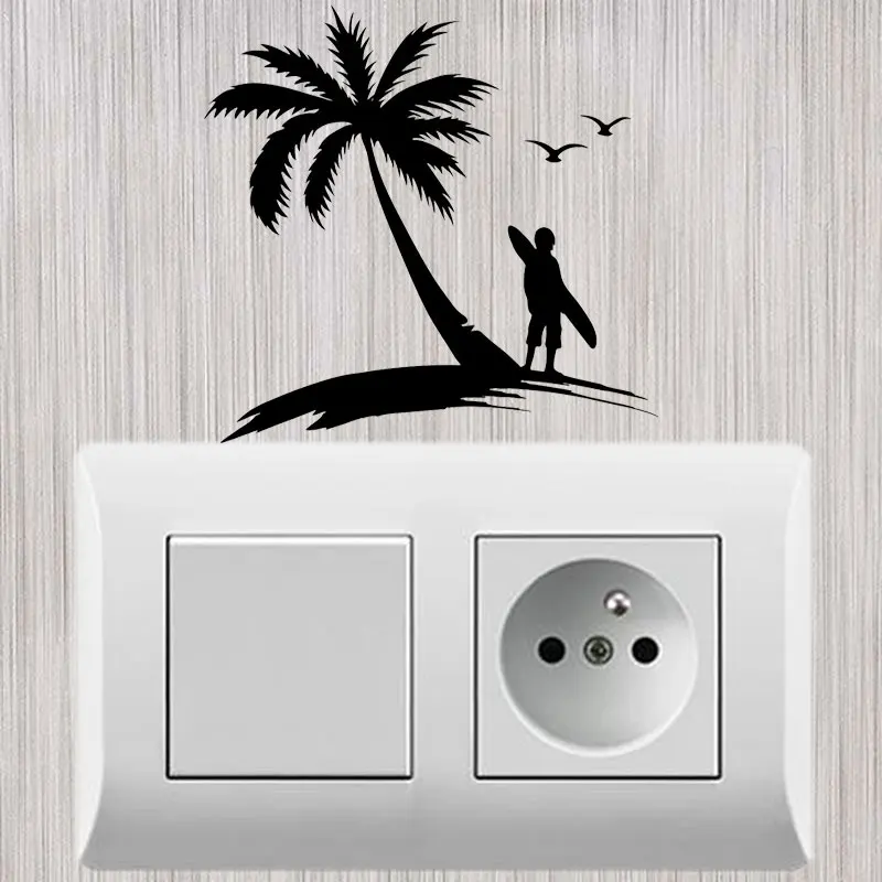 YJZT Palm Beach Surfing Surf Sport Girls Room Decor Wall Stickers Switch Decals 8SS-2483 | Дом и сад
