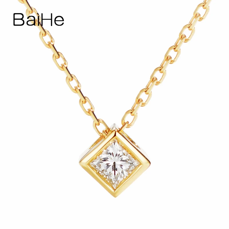 BAIHE Твердые 18K желтое золото 0.16ct H/SI натуральный бриллиант свадебные женские