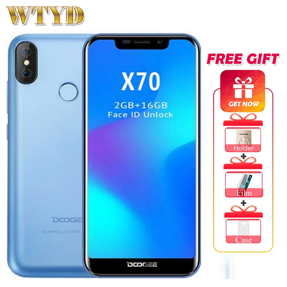 Doogee X70 5 &quot19:9 полноэкранный мобильный телефон Android 8 1 2 Гб 16 MTK6580A четырехъядерный 8MP