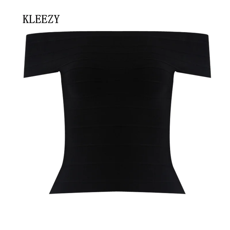 Kleezy с открытыми плечами Slash шеи бинты Женщины Топ Леди жилет Camiseta 4 вида цветов