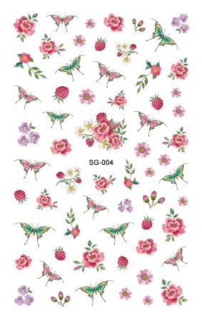 SG-004 Rocooart флеш-наклейки для ногтей, цветы с блестками, Алмазное украшение для ногтей, сделай сам, клейкая пленка для ногтей, фольга для маникюра, наклейка для ногтей - Цвет: SG-004